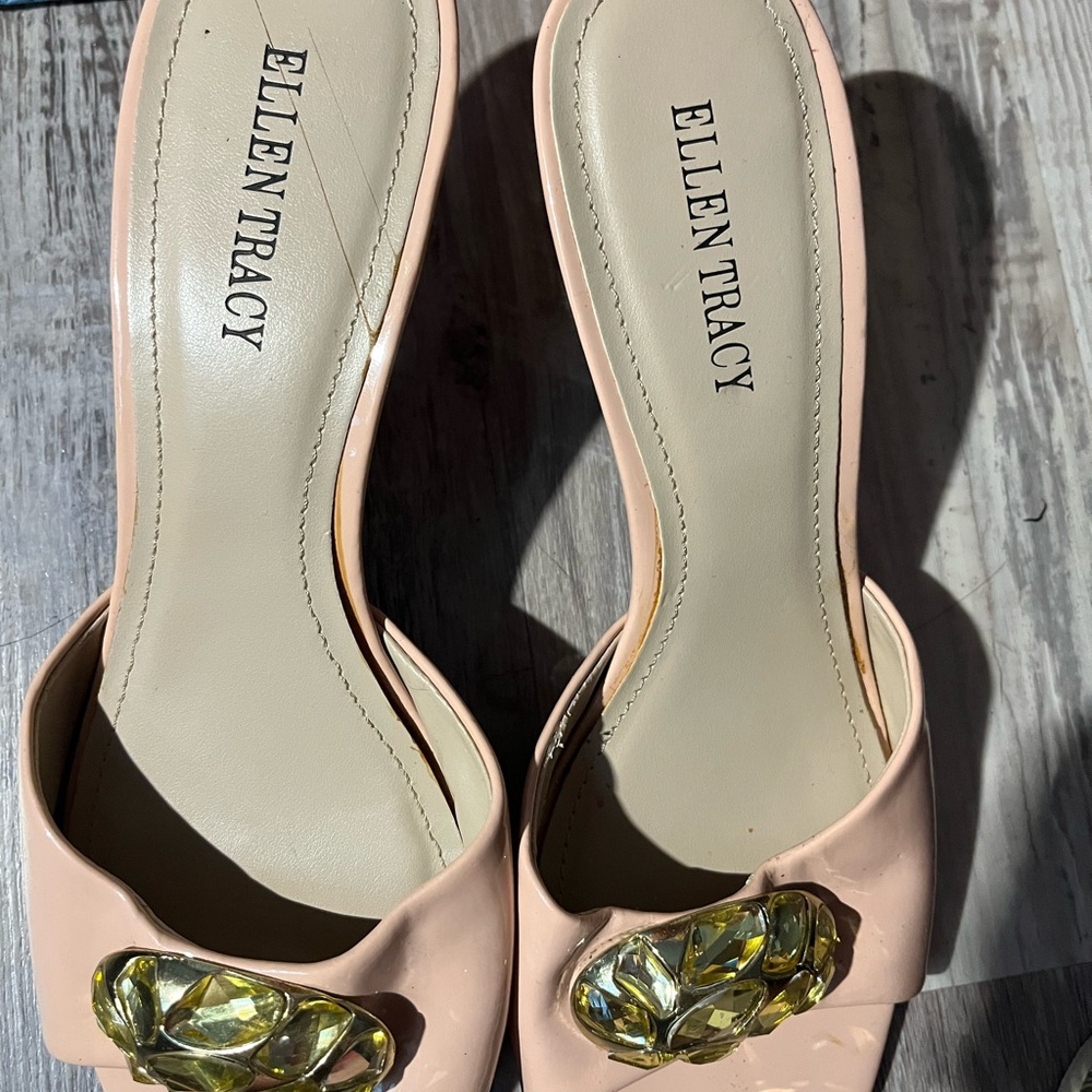 Women's Blush Mules with Gem Accent